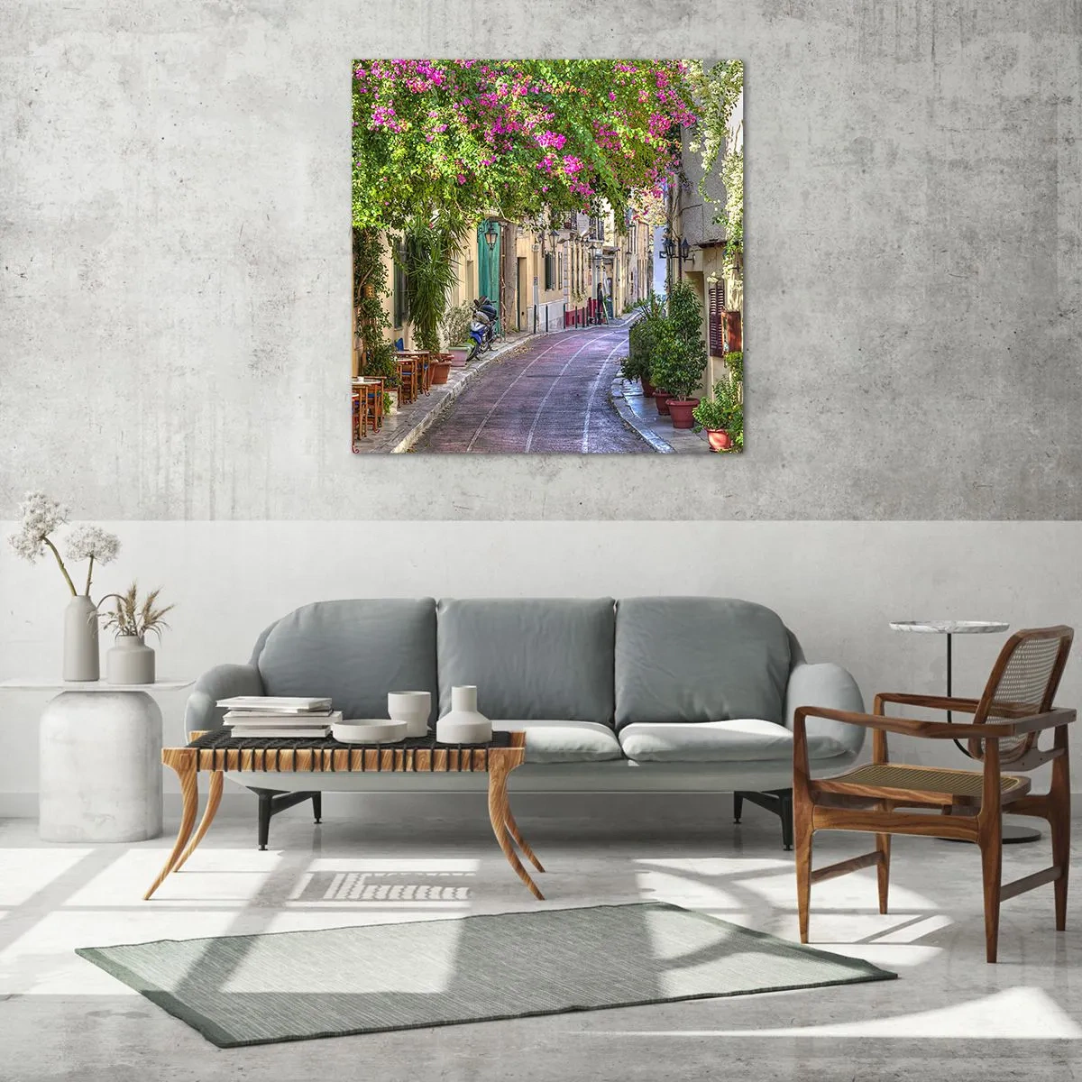 Obraz na skle - Kvitnúce zákutie - 50x50 cm