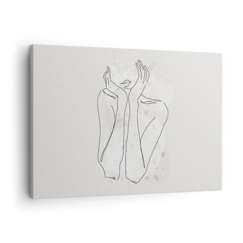 Obraz na plátne - Vrstevnica zobrazujúca ženské ruky na svetlom pozadí - 70x50cm - Zasnený okamih - Moderná nástenná dekorácia do obývacej izby a spálne ARTTOR