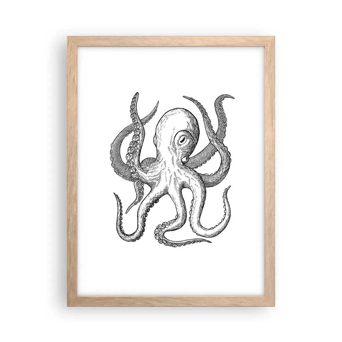 Plagát v ráme zo svetlého duba - Tancujúca s vlnami - 30x40 cm