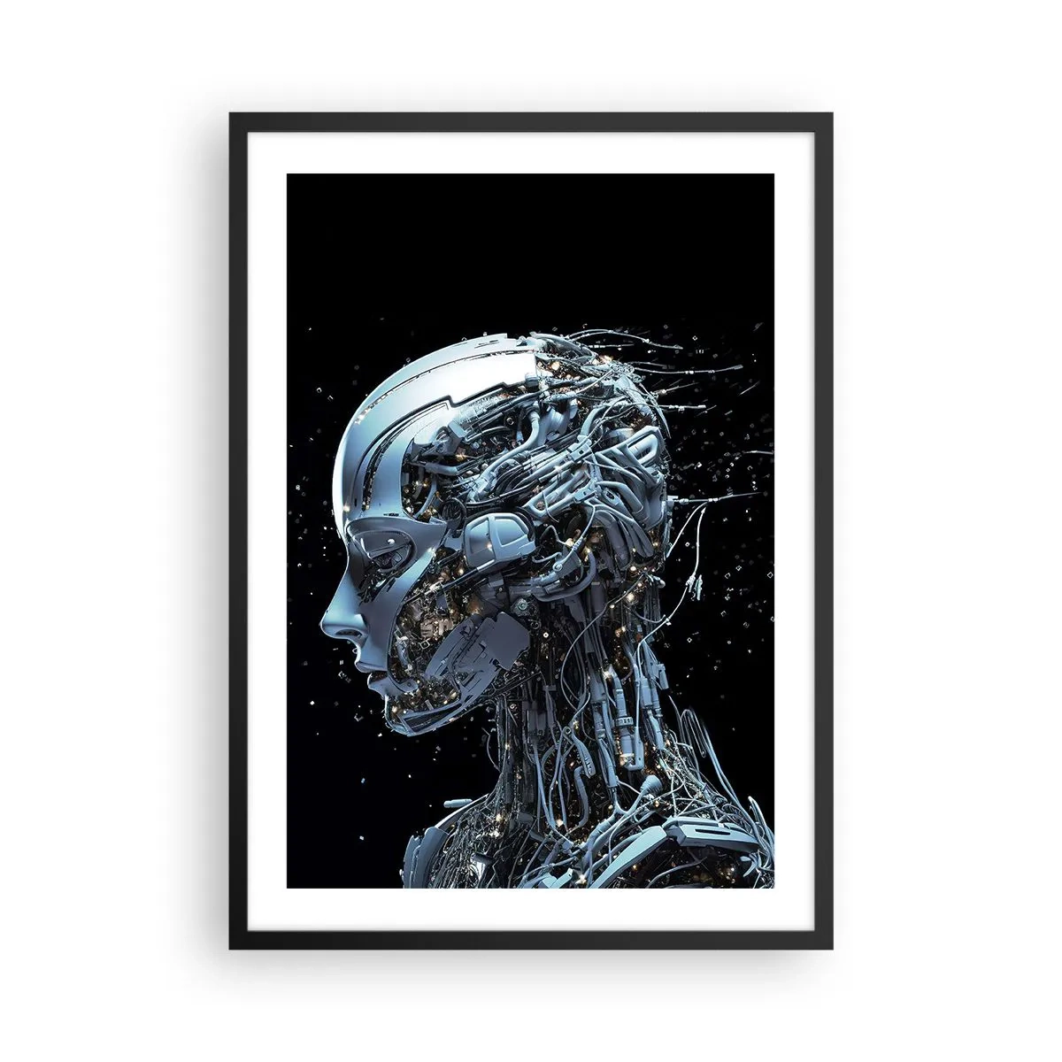 Plagát v čiernom ráme - Kybernetická postava vo futuristickom štýle - 50x70cm - Technológia je žena - Moderná nástenná dekorácia do obývacej izby a spálne ARTTOR