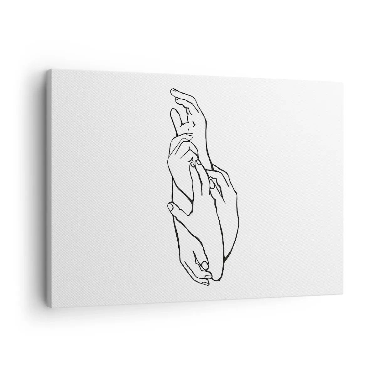 Obraz na plátne - Minimalistická skica rúk zopätých v geste jemnosti. - 70x50cm - Dobrý dotyk - Moderná nástenná dekorácia do obývacej izby a spálne ARTTOR