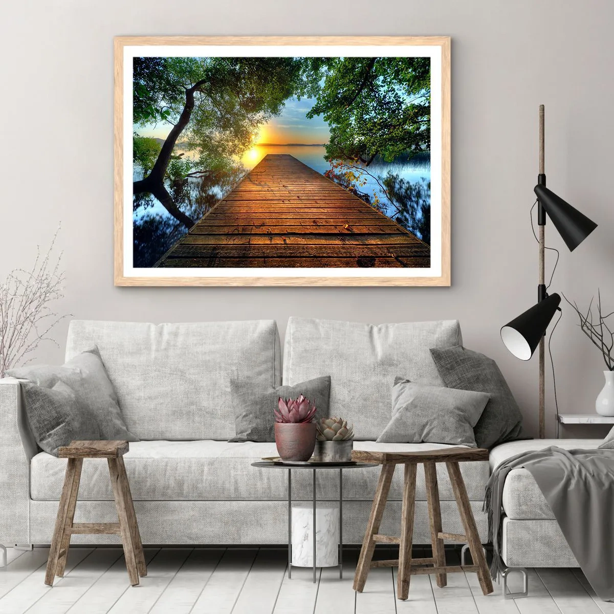 Plagát v ráme zo svetlého duba - Neponáhľaj sa, posaď sa - 100x70 cm