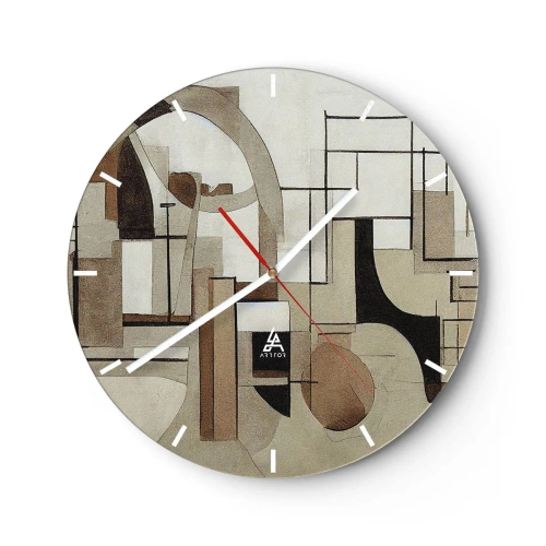 Nástenné hodiny - Abstraktné usporiadanie foriem pripomínajúce architektúru - 30x30cm - Mestská krajina 2.0 - Moderná nástenná dekorácia do obývacej izby, kuchyne a spálne ARTTOR