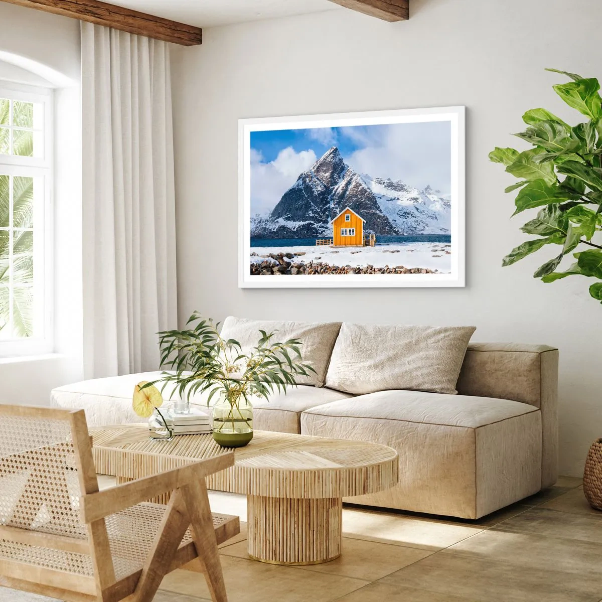 Plagát v bielom ráme - Škandinávska dovolenka - 70x50 cm