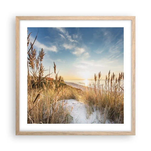 Plagát v ráme zo svetlého duba - Severná pláž - 50x50 cm