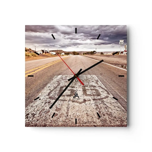 Nástenné hodiny - Mother Road - americká legenda - 30x30 cm
