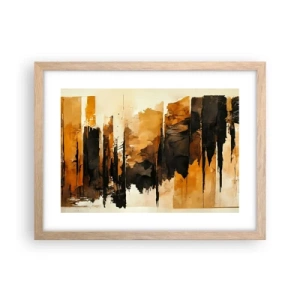 Plagát v ráme zo svetlého duba - Harmónia čiernej a zlatej - 40x30 cm