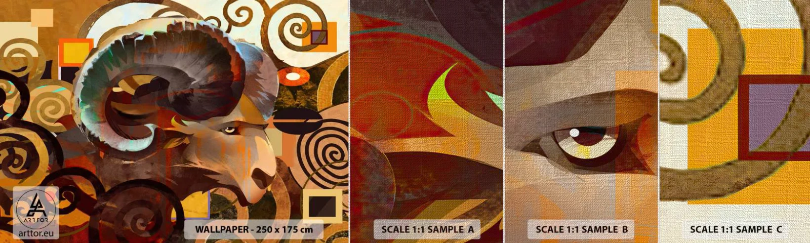 Vzorka fototapety Premium Canvas - Mágia - náboženstvo - rituály - Abstrakcia, Baran, Grafika - 100x30 cm