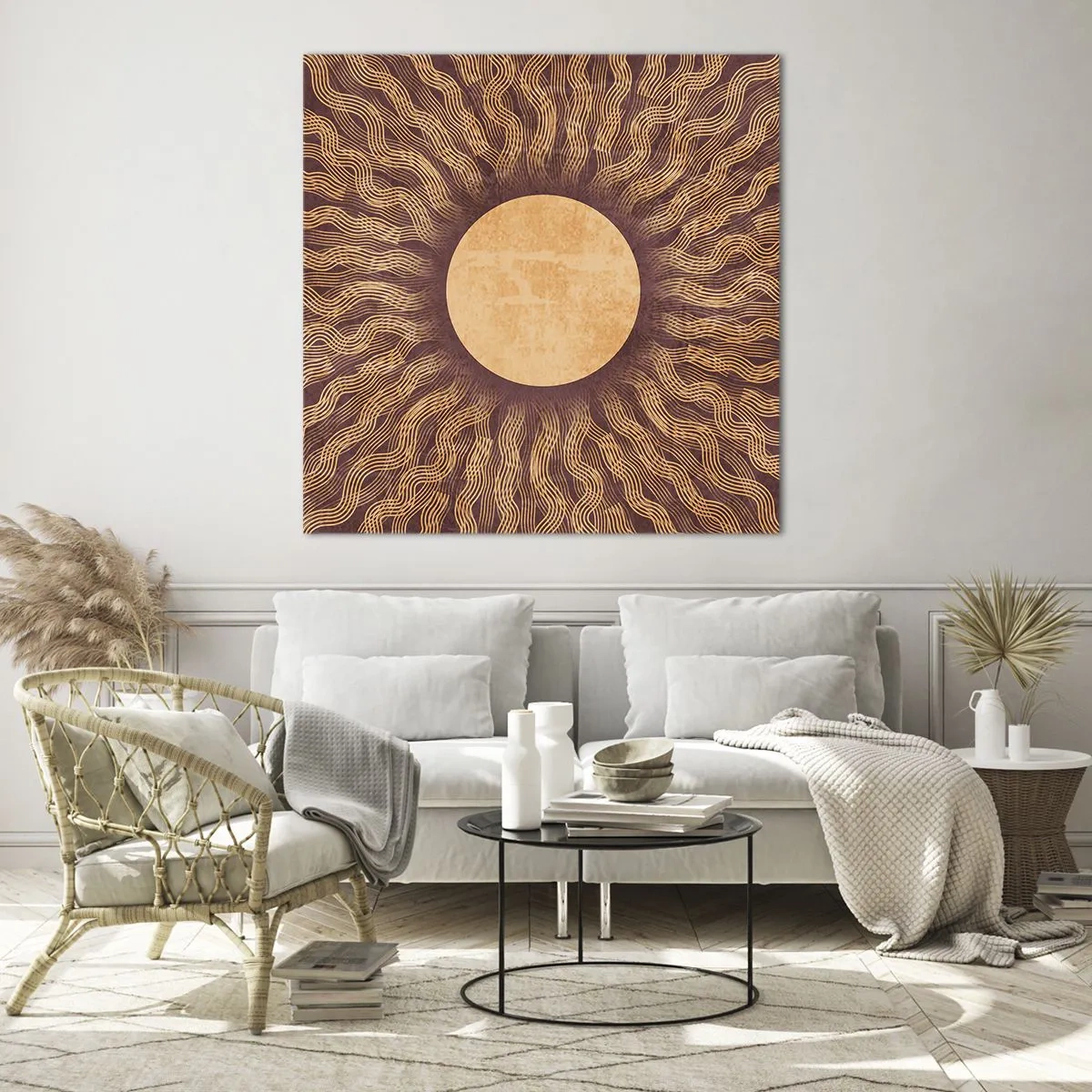 Obraz na skle - Ikona slnka - 70x70 cm