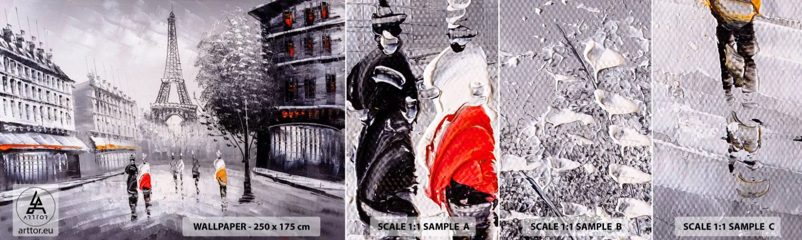 Vzorka Fototapeta Standard Eco - Parížska prechádzka - Mesto, Paríž, Eiffelova veža - 100x30 cm