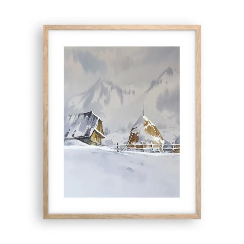 Plagát v ráme zo svetlého duba - V zasneženom údolí - 40x50 cm
