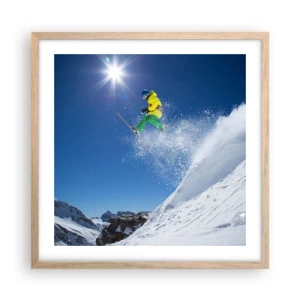 Plagát v ráme zo svetlého duba - Tancujúci s horami - 50x50 cm