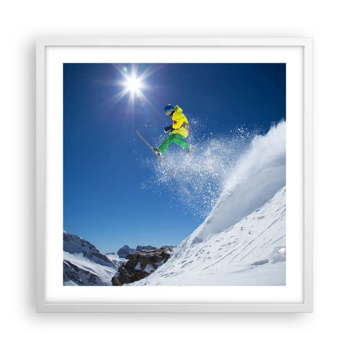 Plagát v bielom ráme - Tancujúci s horami - 50x50 cm