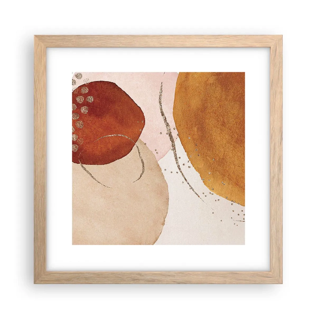 Plagát v ráme zo svetlého duba - Zaoblenie a pohyb - 30x30 cm