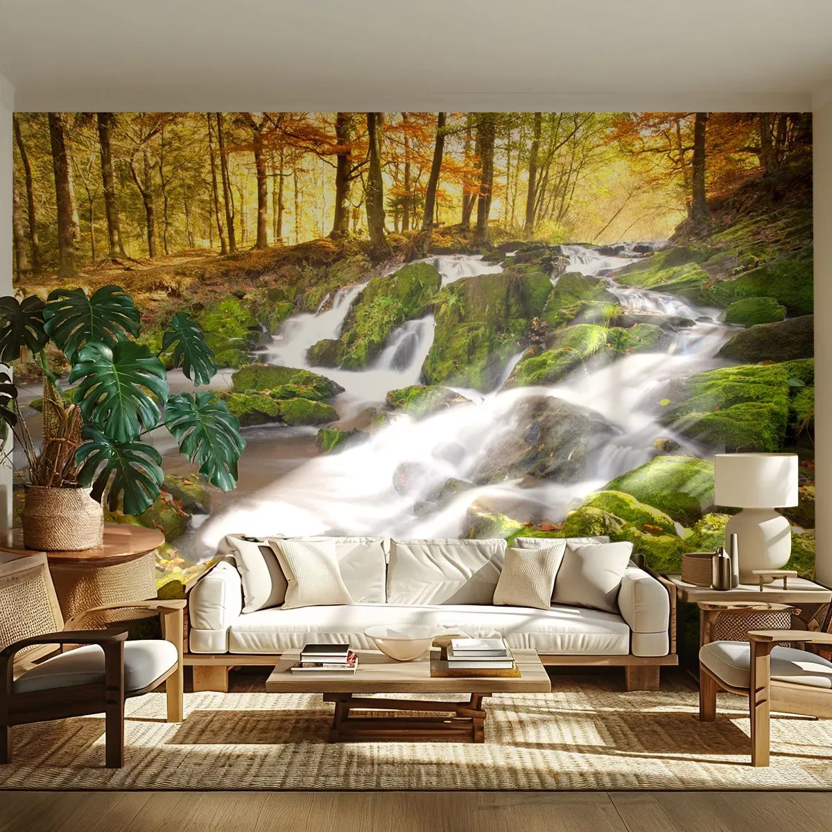 Fototapeta Premium Canvas - Chvatom jesenným lesom - Krajina, les, Horský potok - 250x175 cm