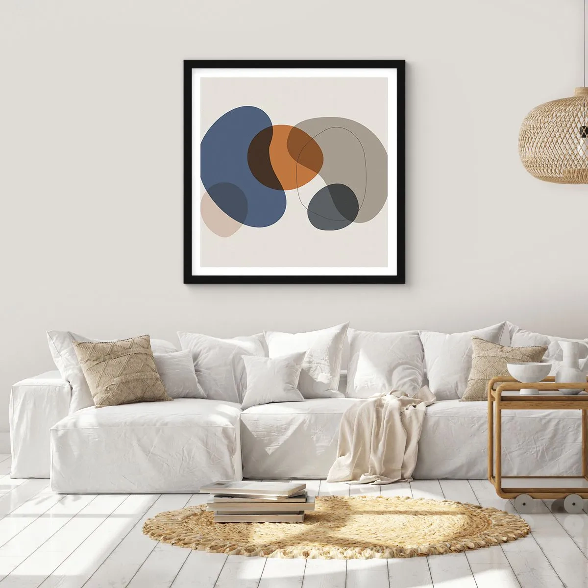 Plagát v čiernom ráme - Kvapky farieb - 40x40 cm