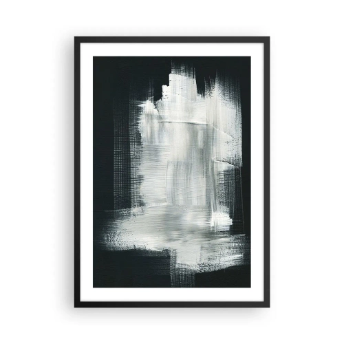 Plagát v čiernom ráme - Abstraktná kompozícia v bielej farbe na tmavom pozadí - 50x70cm - Utkané zvisle a vodorovne - Moderná nástenná dekorácia do obývacej izby a spálne ARTTOR