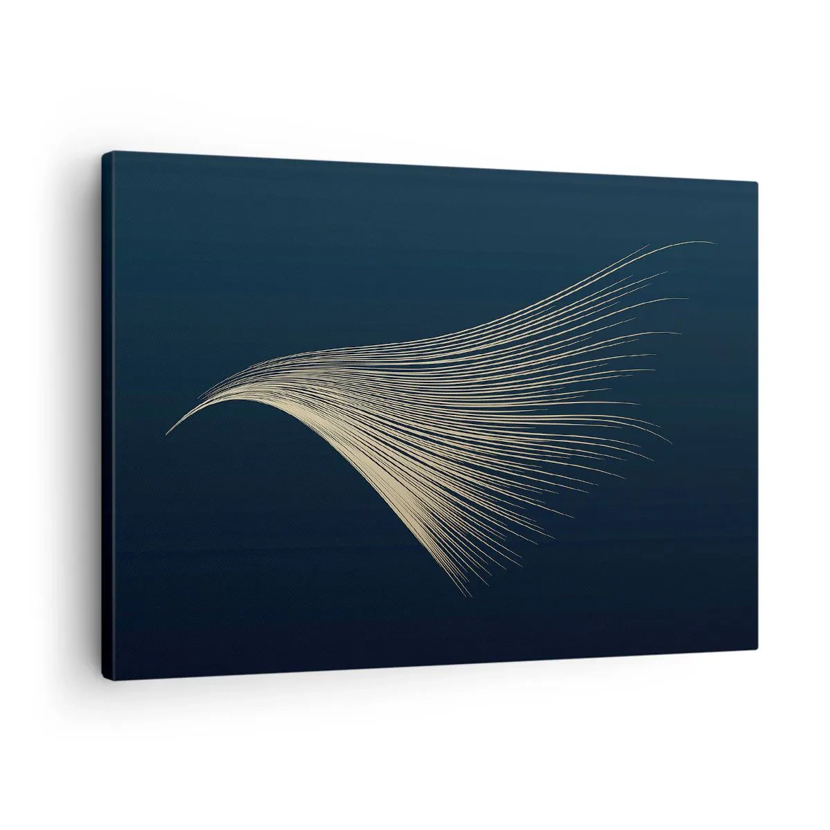 Obraz na plátne - Jemná čiara podobná pierku na tmavomodrom pozadí - 70x50cm - Ako anjelské vlasy - Moderná nástenná dekorácia do obývacej izby a spálne ARTTOR
