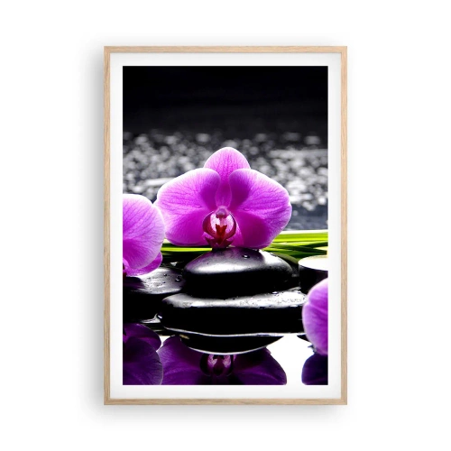 Plagát v ráme zo svetlého duba - Utopiť v tichu a pokoji - 61x91 cm