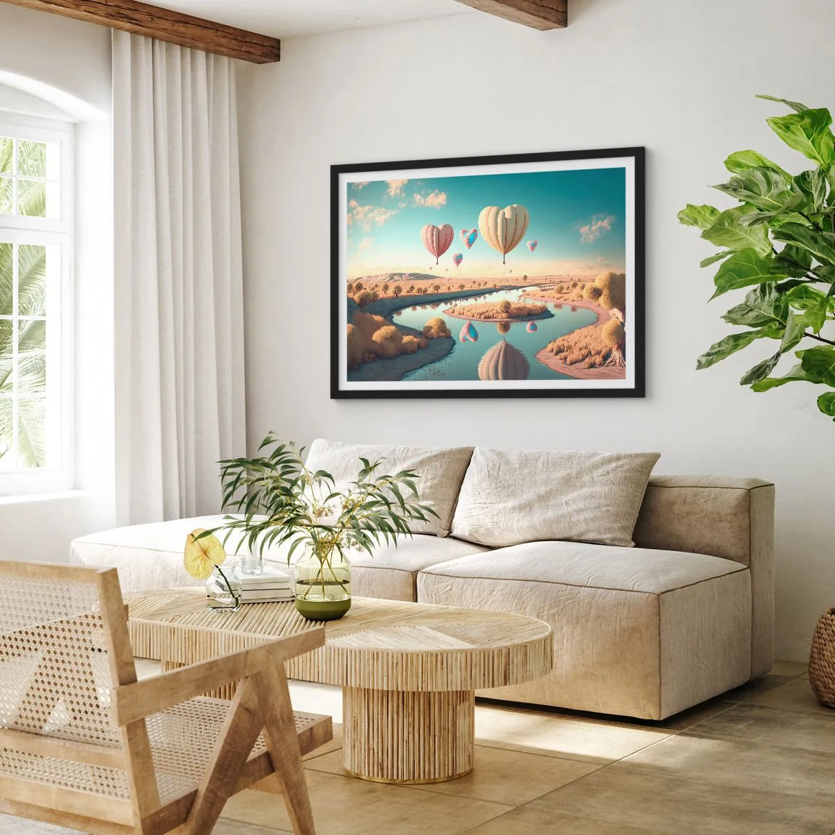 Plagát v čiernom ráme - Láska ťa nechá vzlietnuť - 70x50 cm