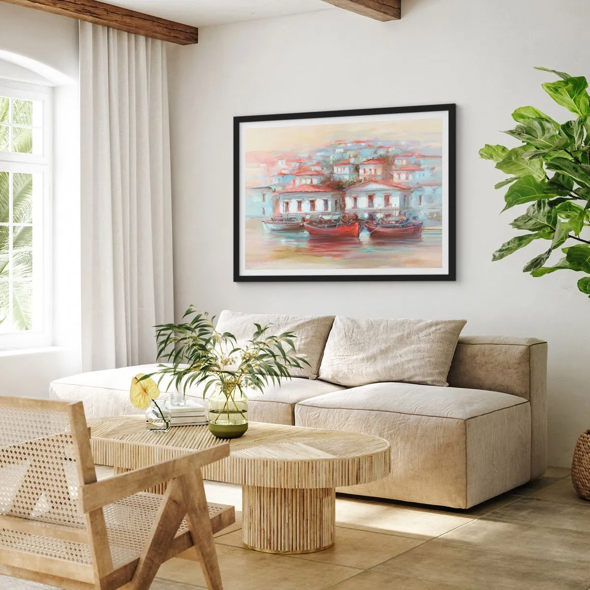 Plagát v čiernom ráme - Šťastné mestečko - 91x61 cm