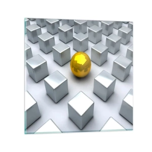 Obraz na skle - Prečo ja? Geometrická kompozícia - 60x60 cm