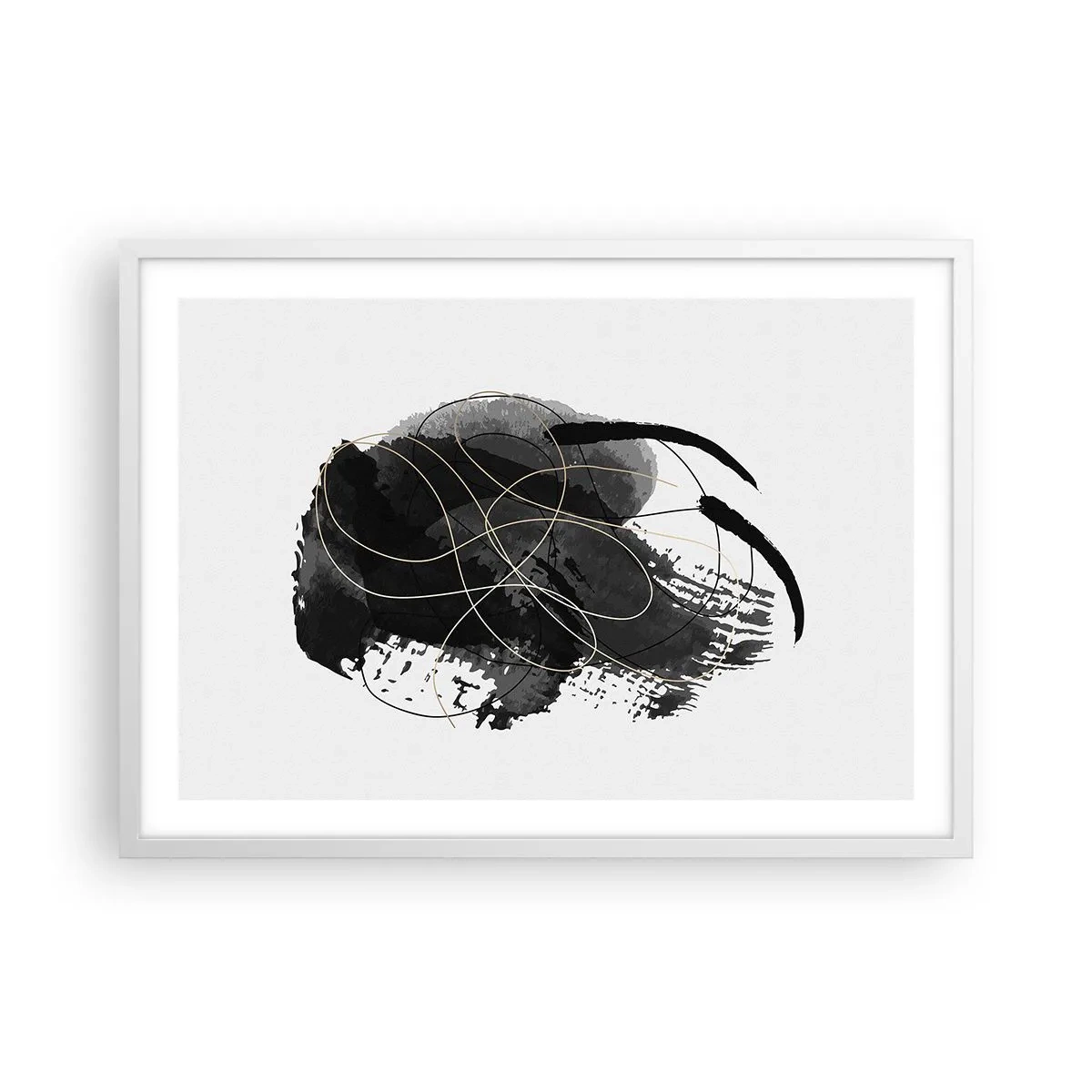 Plagát v bielom ráme - Upletené z čiernej - 70x50 cm