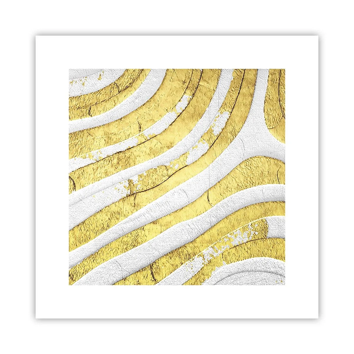 Plagát - Kompozícia v bielej a zlatej - 30x30 cm