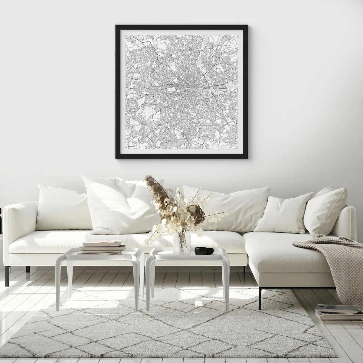 Plagát v čiernom ráme - Mapa londýnskeho labyrintu - 50x50 cm