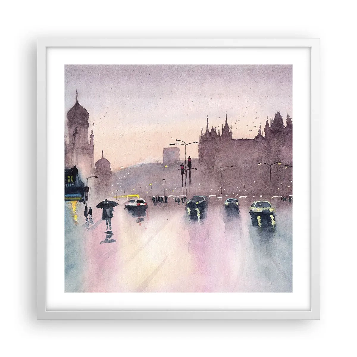 Plagát v bielom ráme - V daždivom opare - 50x50 cm