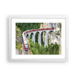 Plagát v bielom ráme - Horský výhľad priamo z vlaku - 40x30 cm