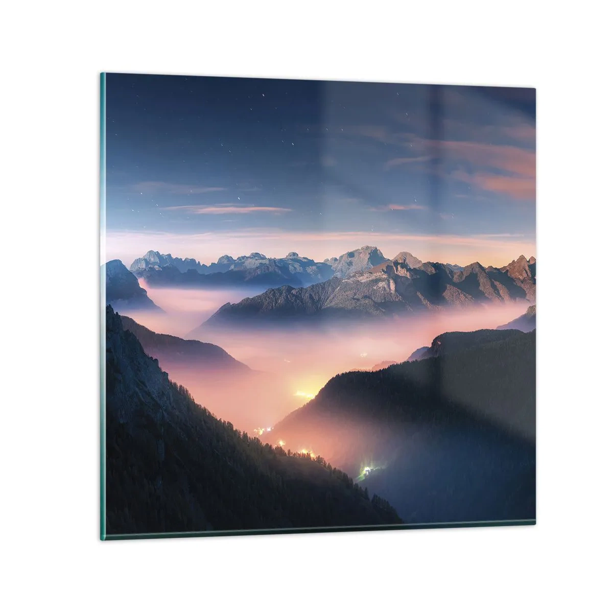 Obraz na skle - Svetlo v údoliach - 70x70 cm