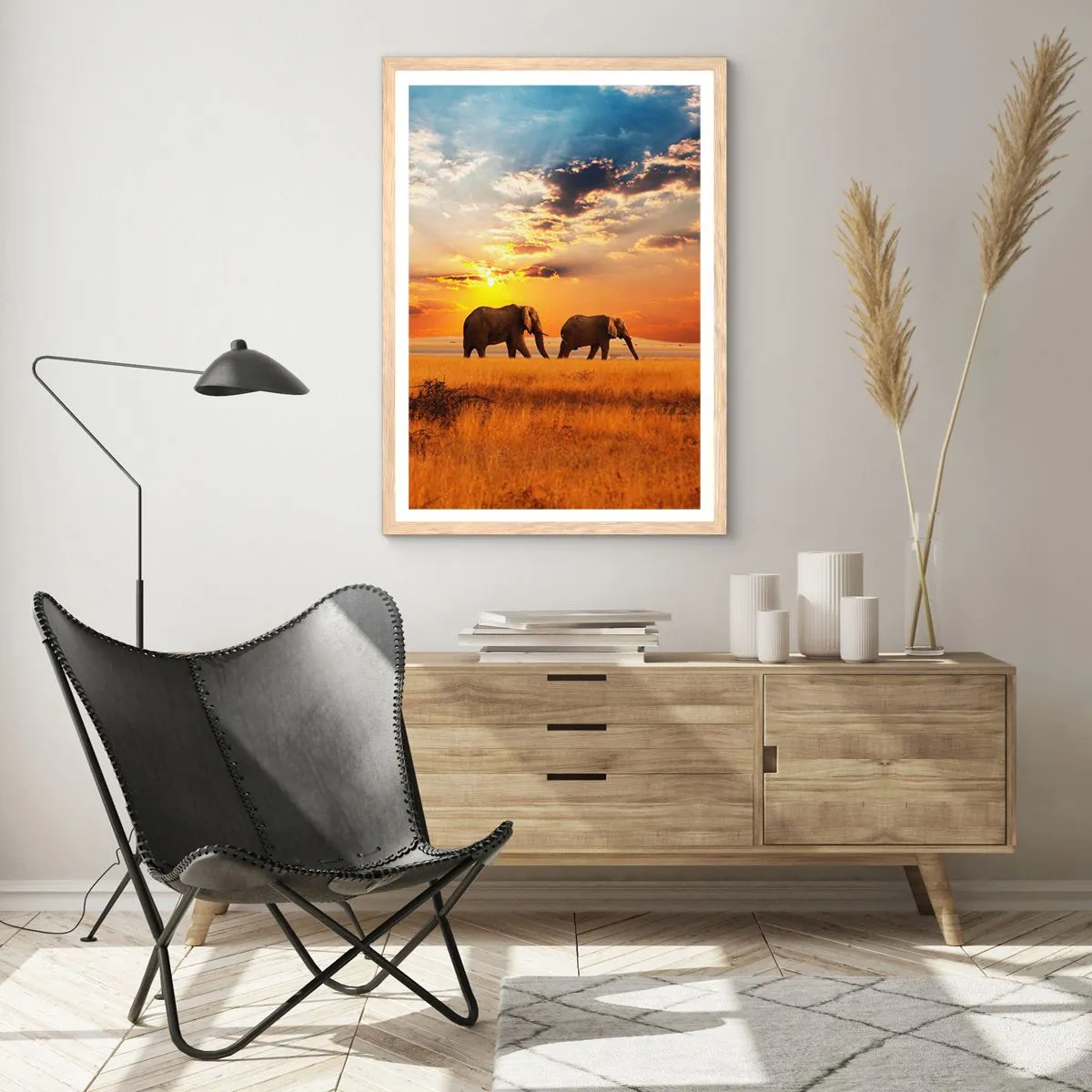 Plagát v ráme zo svetlého duba - Rodinná prechádzka - 40x50 cm