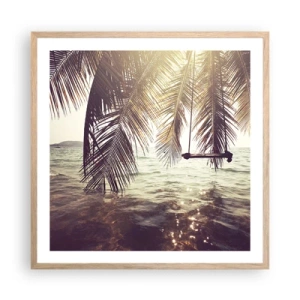 Plagát v ráme zo svetlého duba - Hojdať sa ľubovoľne v oblakoch - 60x60 cm