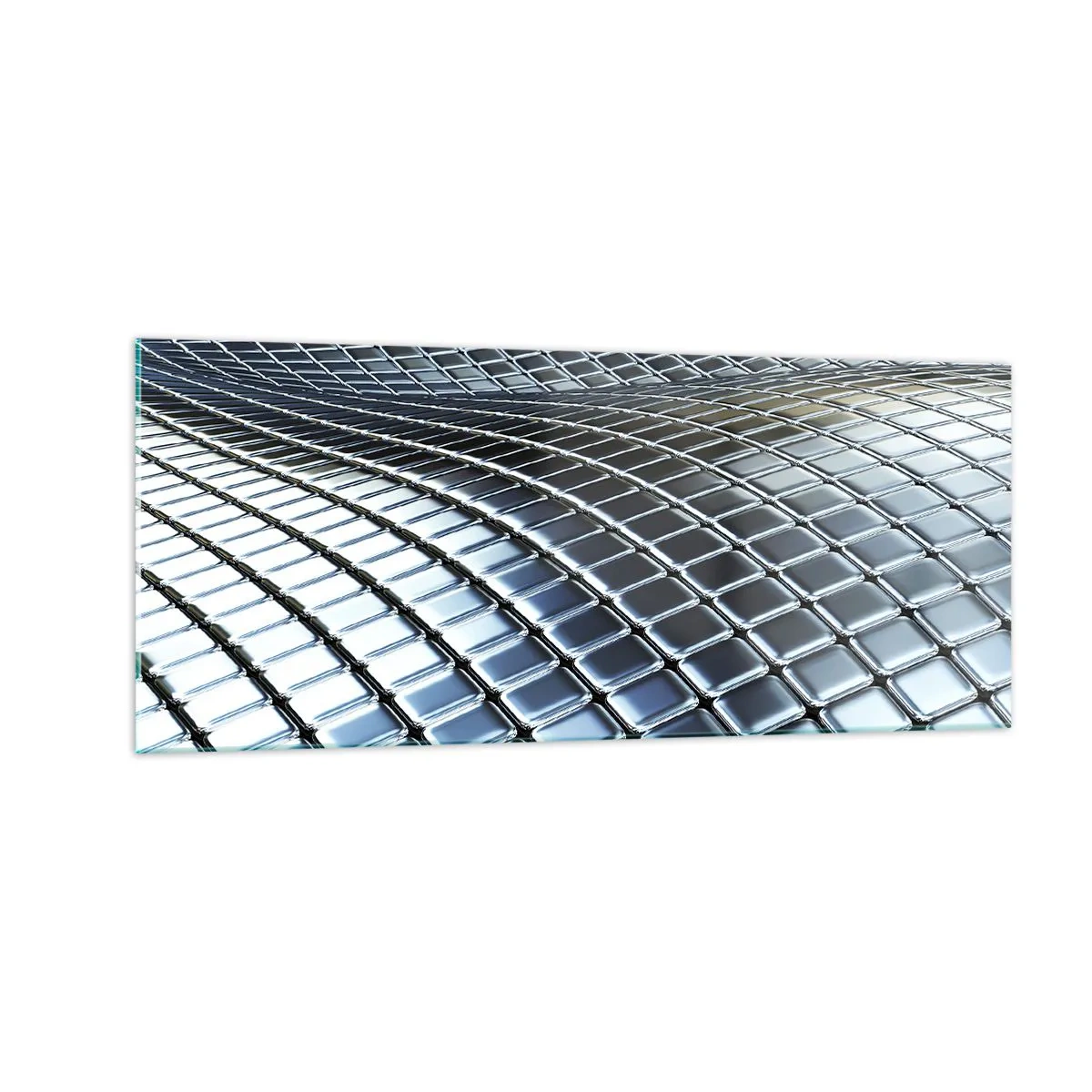 Obraz na skle - Kovová strieborná vlna - 100x40 cm