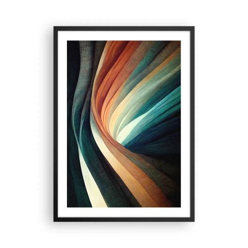 Plagát v čiernom ráme - Abstraktné farebné víriace pásy - 50x70cm - Utkané z farieb - Moderná nástenná dekorácia do obývacej izby a spálne ARTTOR