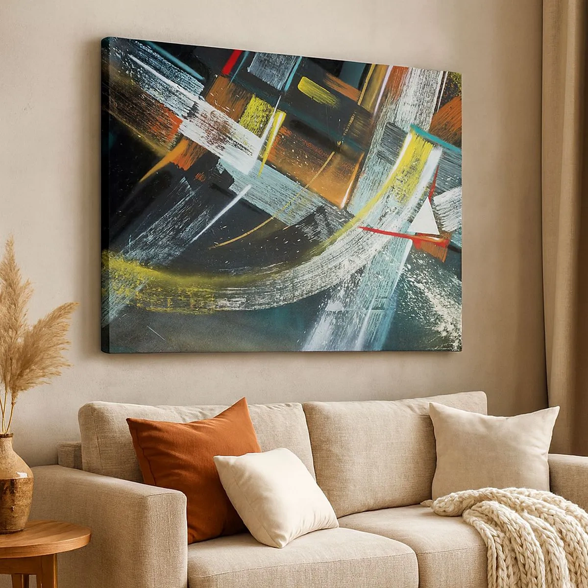 Obraz na plátne - Farebné abstraktné ťahy štetcom - 70x50cm - Energia pohybu - Moderná nástenná dekorácia do obývacej izby a spálne ARTTOR