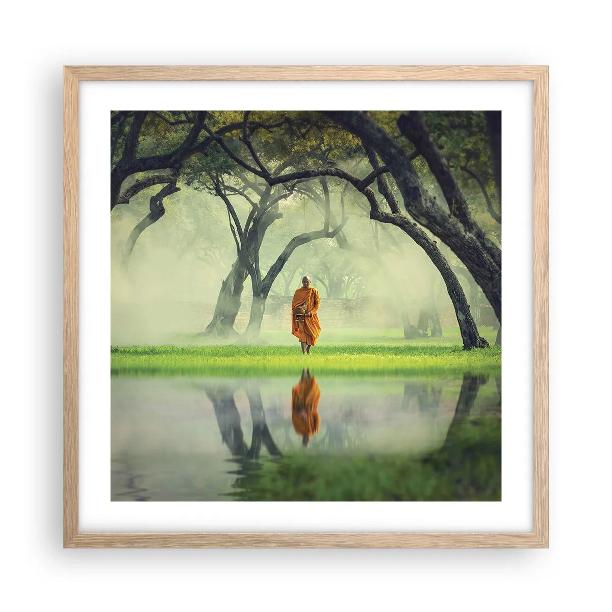 Plagát v ráme zo svetlého duba - Na ceste k osvieteniu - 50x50 cm