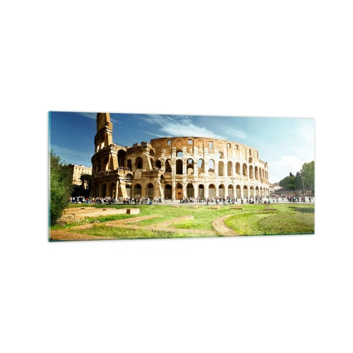 Obraz na skle - Ešte je počuť hrkanie zbraní - 120x50 cm