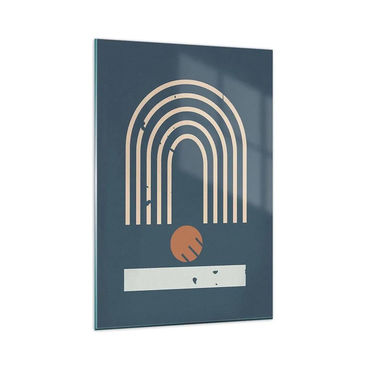 Obraz na skle - Geometria v námorníckej modrej - 80x120 cm