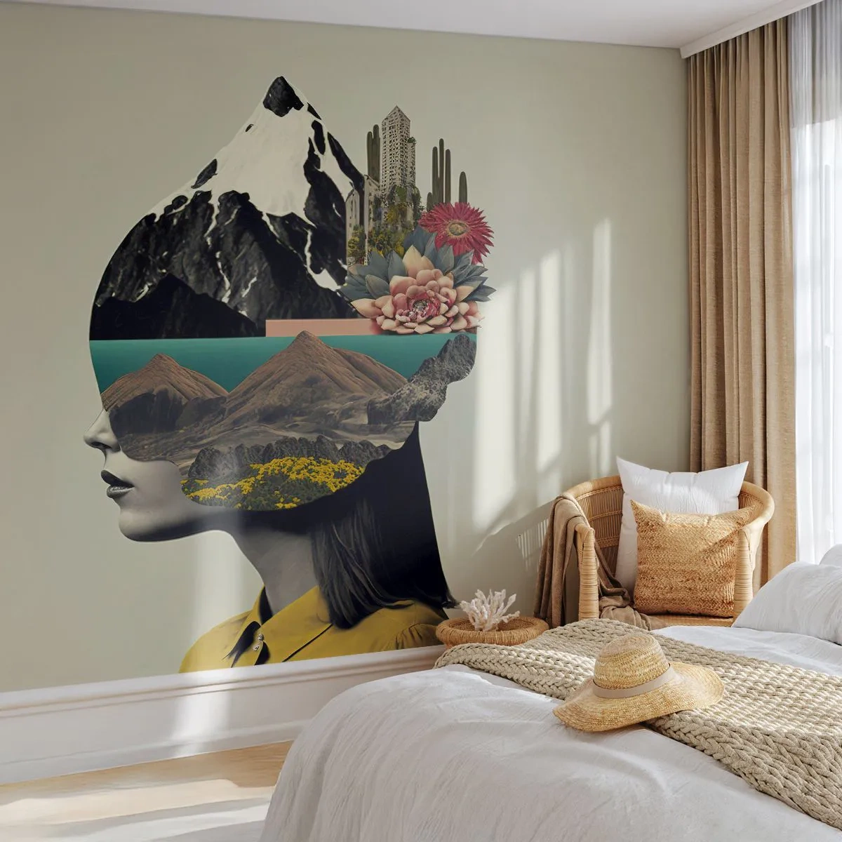 Fototapeta Premium Canvas - Žena – vždy tajomstvo - hory, Myseľ, Hlava - 150x105 cm