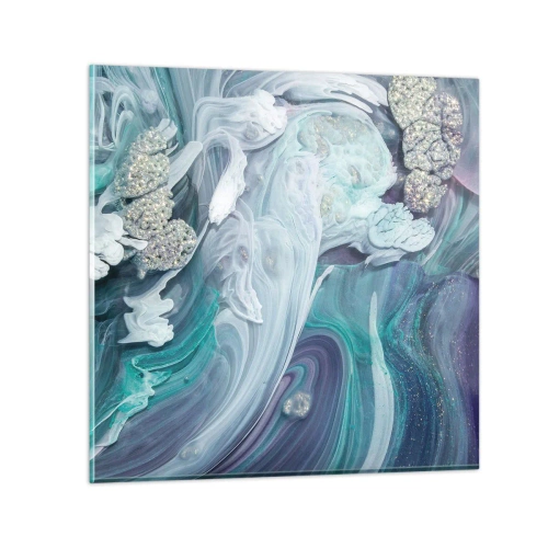 Obraz na skle - Prúdy modrej - 70x70 cm