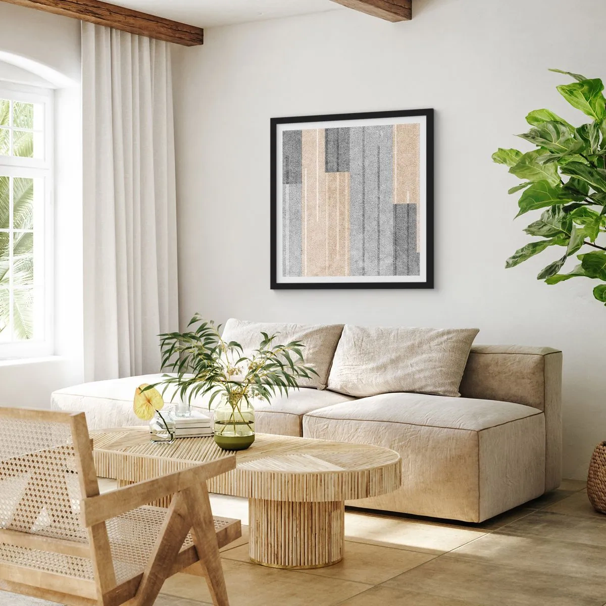 Plagát v čiernom ráme - Kompozícia: drž sa - 60x60 cm