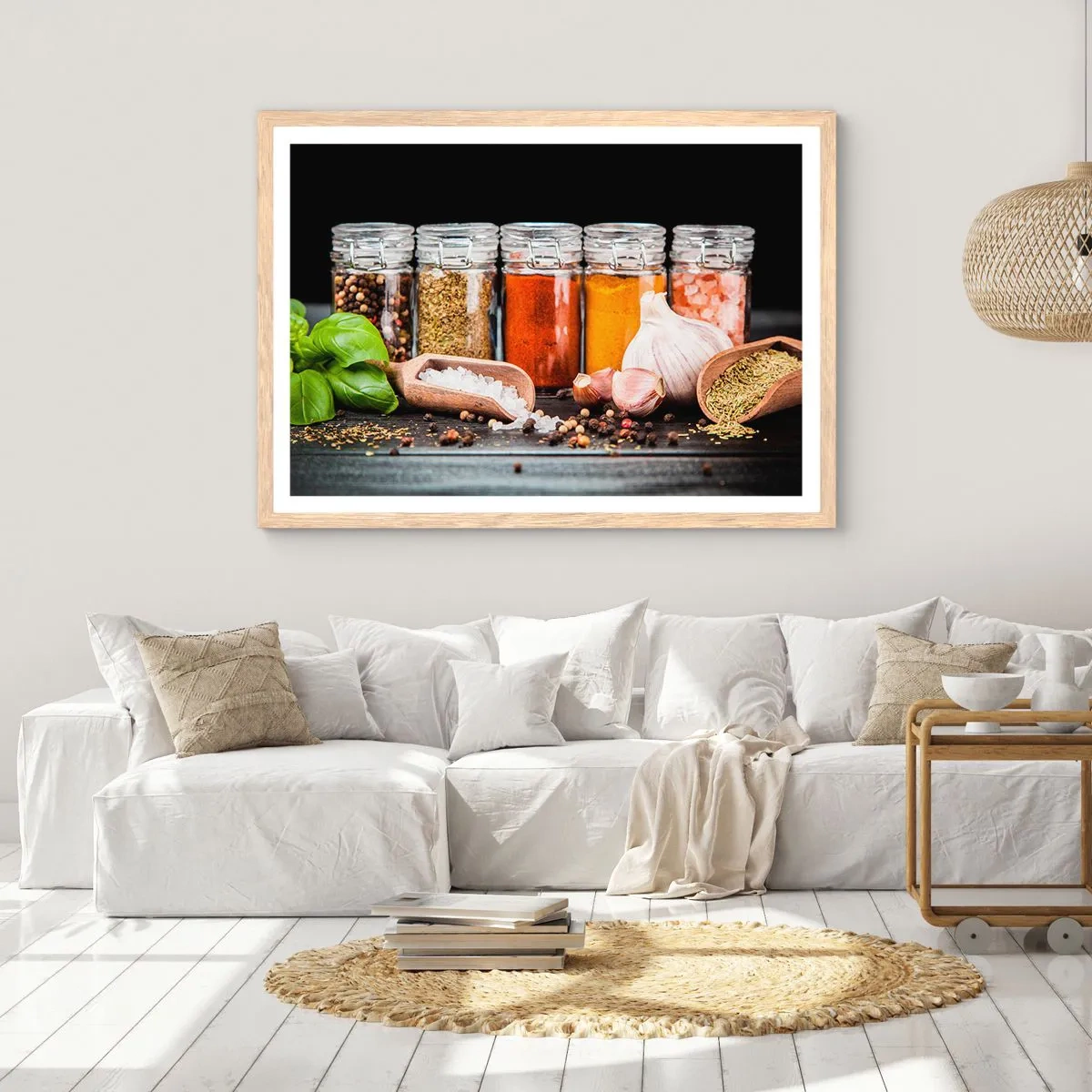 Plagát v ráme zo svetlého duba - Aby mal život chuť - 100x70 cm