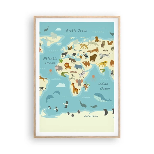 Plagát v ráme zo svetlého duba - Dobrí susedia - 70x100 cm