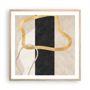 Plagát v ráme zo svetlého duba - Tvary v slučke - 60x60 cm