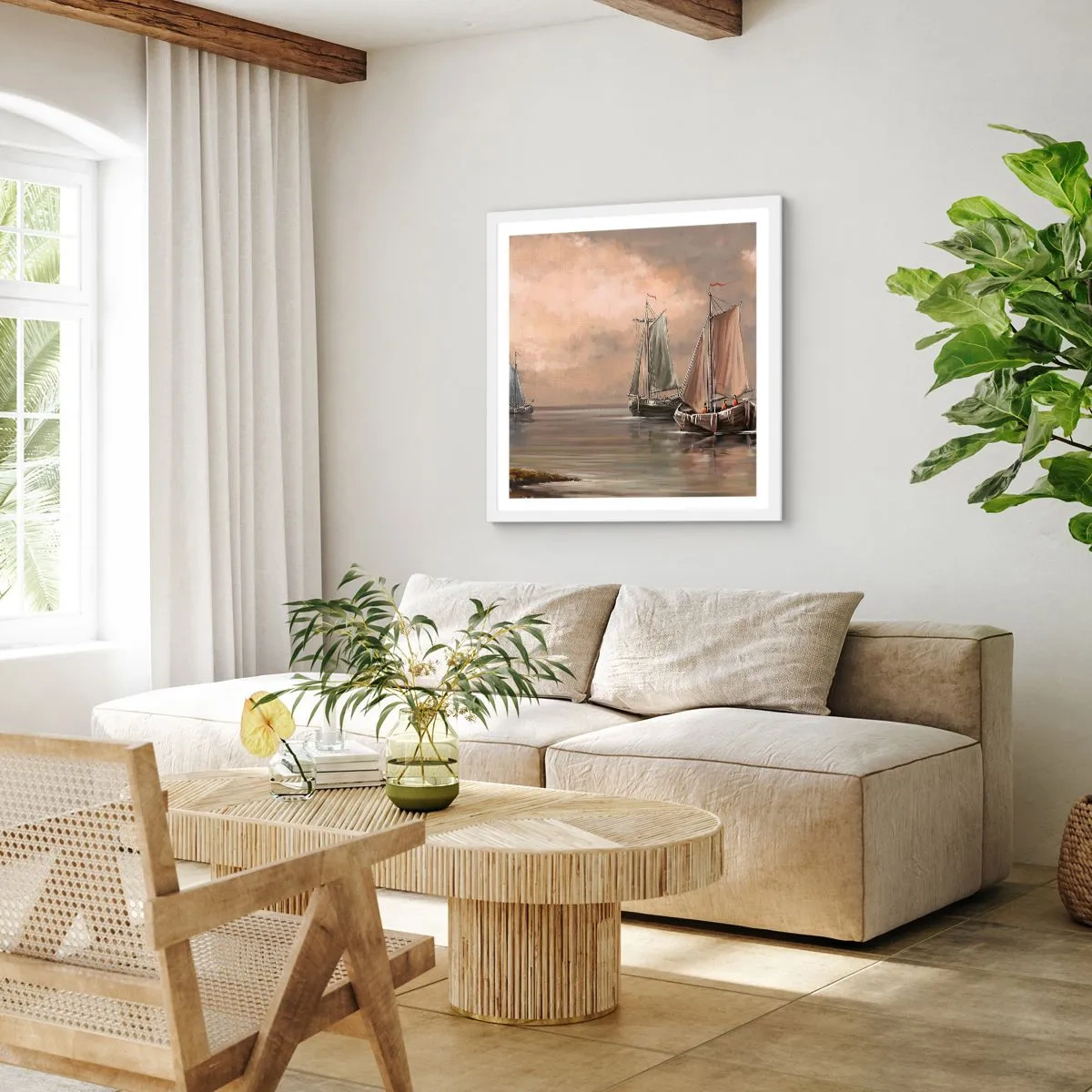 Plagát v bielom ráme - Návrat námorníkov - 60x60 cm