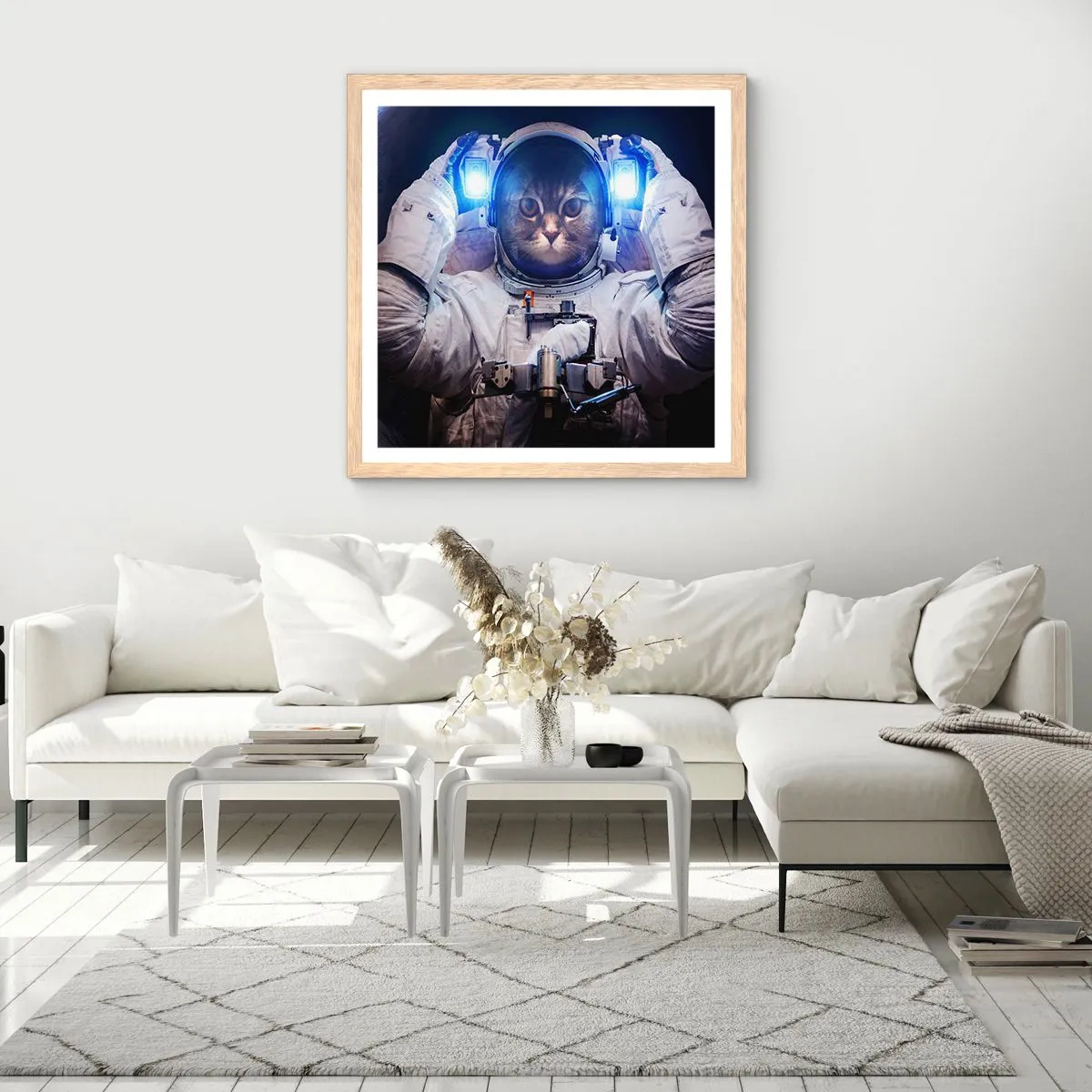 Plagát v ráme zo svetlého duba - Houston, máte problém - 60x60 cm