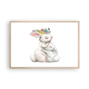 Plagát v ráme zo svetlého duba - Najlepšie je u mamy - 91x61 cm