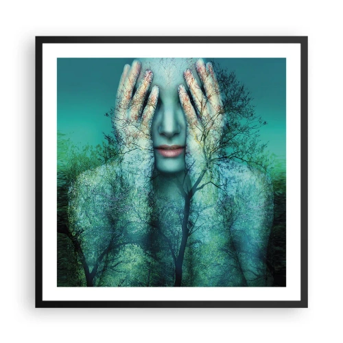 Plagát v čiernom ráme - Ponorená do modrej - 60x60 cm